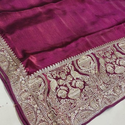 Wine Colour Zari Embroidary Saree