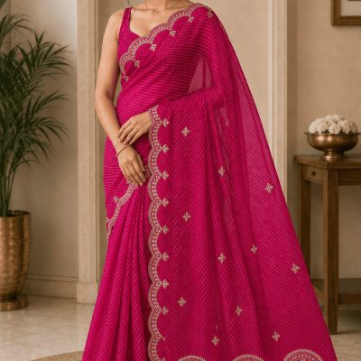 Pink Mothda Saree